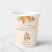 Rustic Floral Fall Orange Pumpkin Baby Shower 紙コップ (裏面)