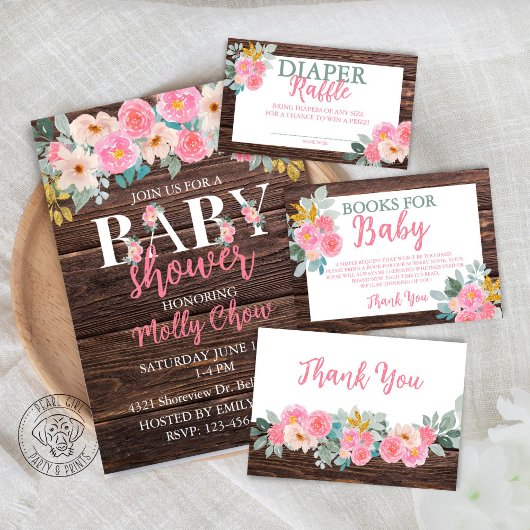 Rustic Floral Flat Thank You Card