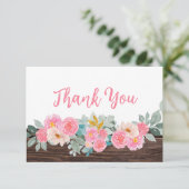 Rustic Floral Flat Thank You Card (スタンド正面)