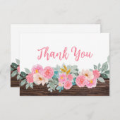 Rustic Floral Flat Thank You Card (正面/裏面)