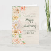 Rustic Floral Friends Wedding Anniversary カード (正面)