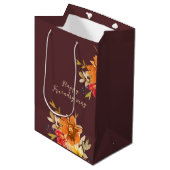 Rustic Floral Friendsgiving  ミディアムペーパーバッグ (正面アングル)