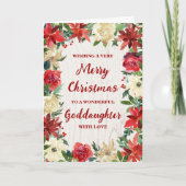 Rustic Floral Goddaughter Merry Christmas カード (正面)