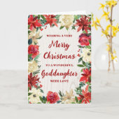 Rustic Floral Goddaughter Merry Christmas カード (黄色い花)