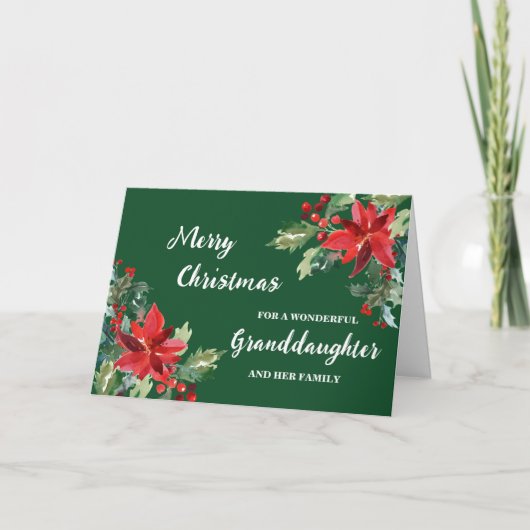 Rustic Floral Granddaughter & Family Christmas カード (正面)