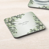 Rustic Floral Greenery Eucalyptus Leaves コースター (左側)