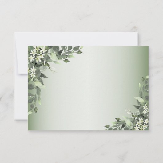 Rustic Floral Greenery Eucalyptus Leaves 出欠カード (裏面)