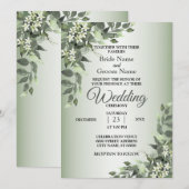 Rustic Floral Greenery Eucalyptus Leaves Wedding 招待状 (正面/裏面)