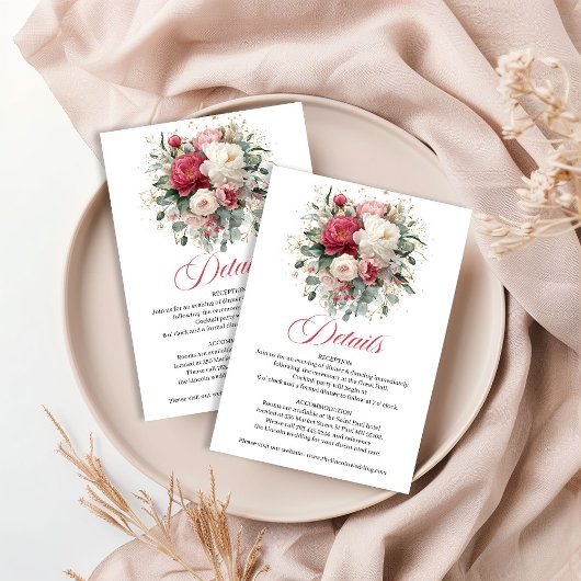 Rustic Floral Greenery Gold Wedding Details エンクロージャーカード