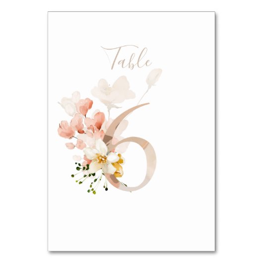 Rustic Floral Handwritten Script 6 Wedding  テーブルナンバー (裏面)