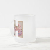 Rustic Floral Initial Letter H Monogram フロストグラスマグカップ (正面左)