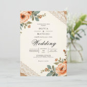 Rustic Floral Lace Wedding 招待状 (スタンド正面)