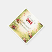 Rustic Floral Lady Bug 1st Birthday スタンダードカクテルナプキン (角)