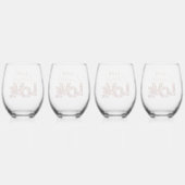 Rustic Floral Letters Live Laugh Love  ステムなしワイングラス (裏面)