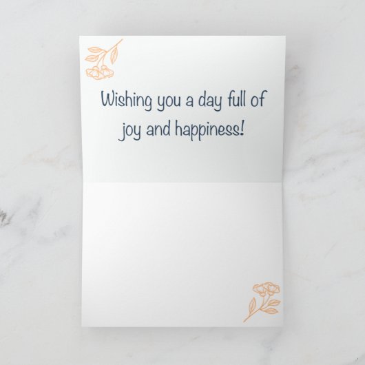 Rustic Floral Light Orange Birthday カード (内部)