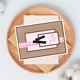 Rustic Floral Light Pink Birthday カード