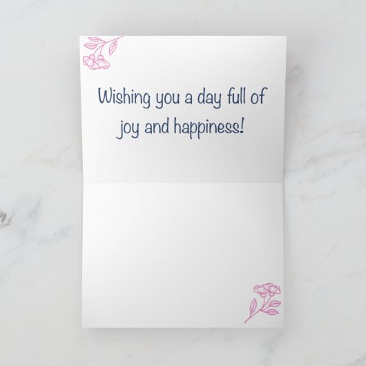 Rustic Floral Light Pink Birthday カード (内部)