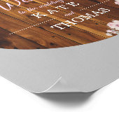 Rustic Floral Light Strings Wedding Welcome Sign ポスター (角)