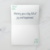 Rustic Floral Light Turquoise Birthday カード (内部)