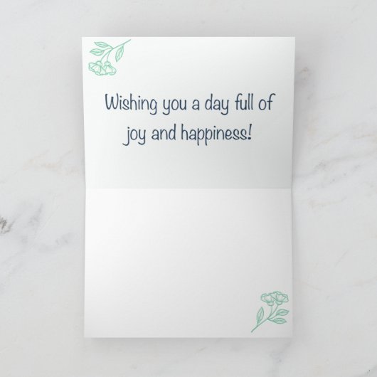 Rustic Floral Light Turquoise Birthday カード (内部)