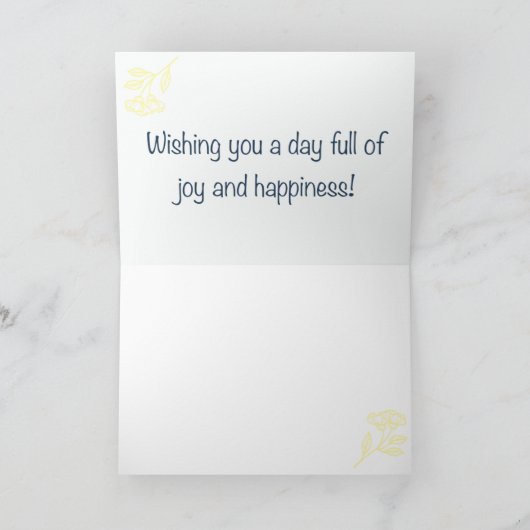 Rustic Floral Light Yellow Birthday カード (内部)