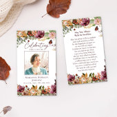 Rustic Floral Memorial Funeral Prayer Card