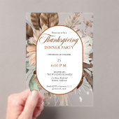 Rustic Floral Muted Tones Thanksgiving Dinner アクリル招待状 (インサイチュ (ポータブル))