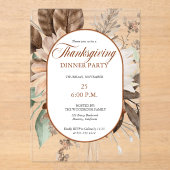 Rustic Floral Muted Tones Thanksgiving Dinner アクリル招待状 (正面)