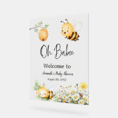 Rustic Floral Oh Babee Honey Bee Baby Shower アクリルサイン (傾斜)
