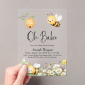 Rustic Floral Oh Babee Honey Bee Baby Shower アクリル招待状 (インサイチュ (ポータブル))