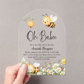 Rustic Floral Oh Babee Honey Bee Baby Shower アクリル招待状 (インサイチュ (ポータブル))