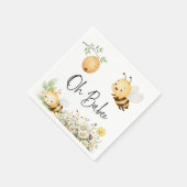 Rustic Floral Oh Babee Honey Bee Baby Shower スタンダードカクテルナプキン (角)