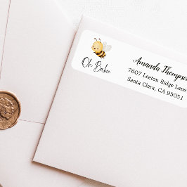 Rustic Floral Oh Babee Honey Bee Baby Shower ラベル