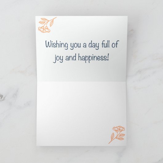 Rustic Floral Orange Birthday カード (内部)