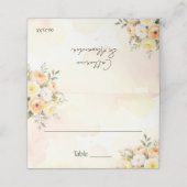 Rustic Floral Peach Yellow Roses Wedding Reception プレイスカード (外部開封)