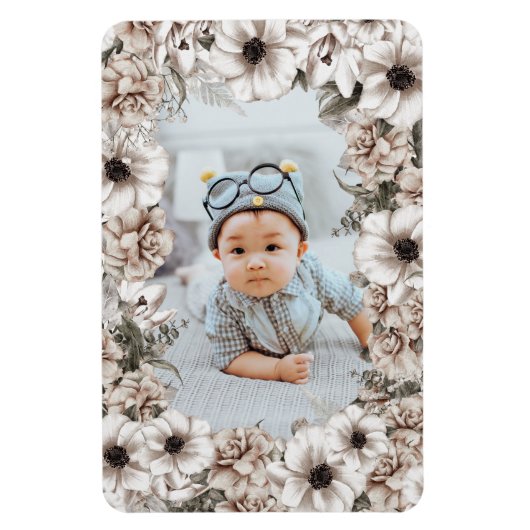 Rustic Floral Photo Magnet マグネット (縦)