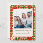 Rustic Floral Plaid 2 Photo Christmas Holiday Card シーズンカード (裏面)