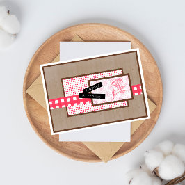 Rustic Floral Red Birthday カード