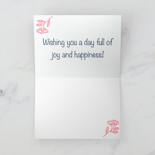 Rustic Floral Red Birthday カード (内部)