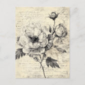 Rustic Floral Sketch with Calligraphy - Aged (7) ポストカード (正面)