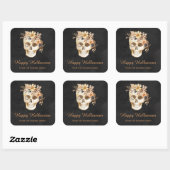 Rustic Floral Skull Halloween スクエアシール (シート)