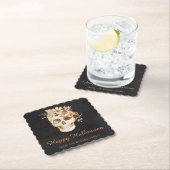 Rustic Floral Skull Halloween ペーパーコースター (インサイチュ)