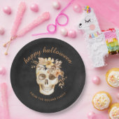 Rustic Floral Skull Halloween ペーパープレート (パーティー)