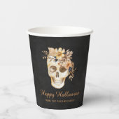 Rustic Floral Skull Halloween 紙コップ (裏面)