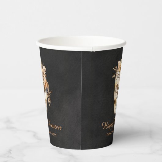 Rustic Floral Skull Halloween 紙コップ (右)