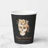 Rustic Floral Skull Halloween 紙コップ (正面)