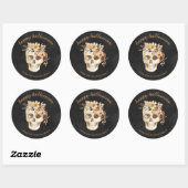 Rustic Floral Skull Halloween Square Sticker ラウンドシール (シート)