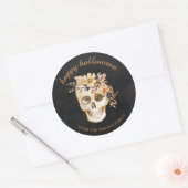 Rustic Floral Skull Halloween Square Sticker ラウンドシール (封筒)