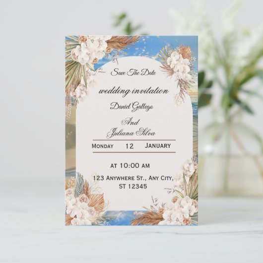 Rustic Floral Sky Wedding Invitation 招待状 (スタンド正面)