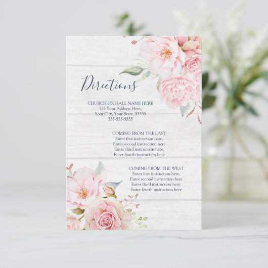 Rustic Floral Spring Wedding Direction Insert エンクロージャーカード (スタンド正面)